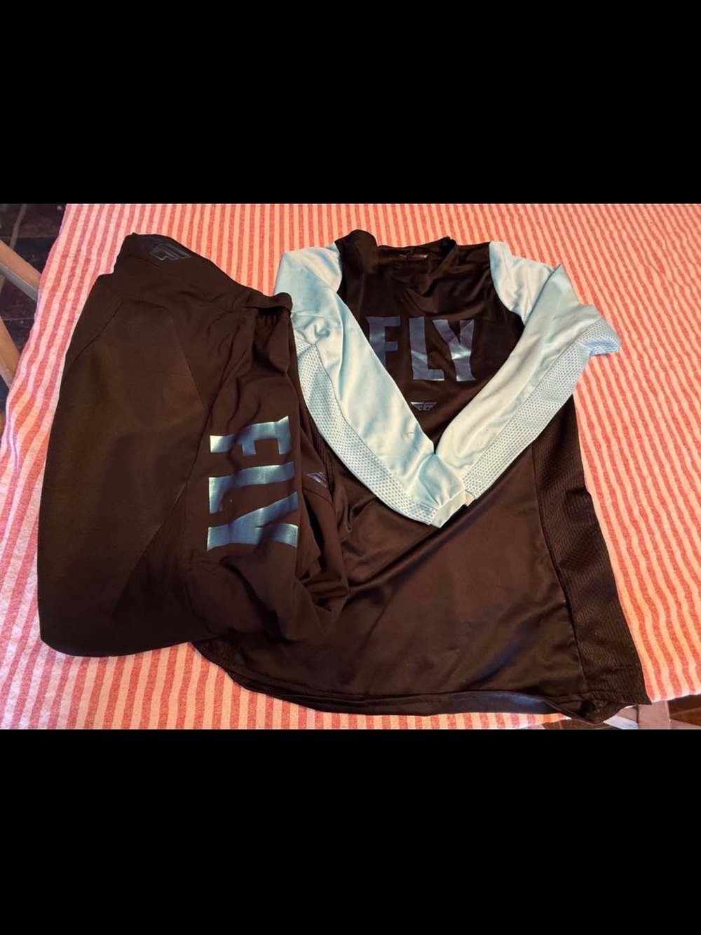Black and Light Blue 'FLY' Pullover Hoodie for Women